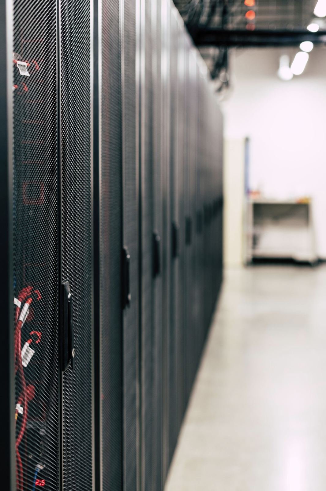 Server cabinets in a data hall